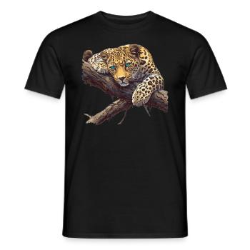 Leoparden Leopard - Men's T-Shirt - black - Front - AI Model Male 178 light (178cm)