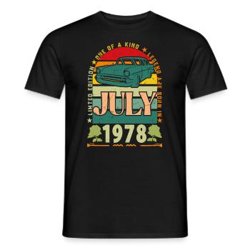 July 1978 birthday gift. July 1978. - Men's T-Shirt - black - Front - AI Model Male 178 light (178cm)