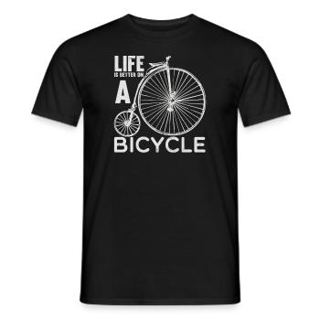 BIKE LIFE IS BETTER ON A BICYCLE FUNNY - Men's T-Shirt - black - Front - AI Model Male 178 light (178cm)