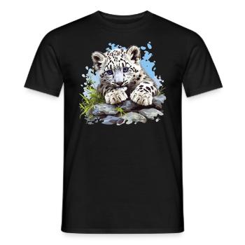 Snow Leopard Schneeleoparden Schneeleopard - Männer T-Shirt - Schwarz - Vorne - AI Model Male 178 light (178cm)