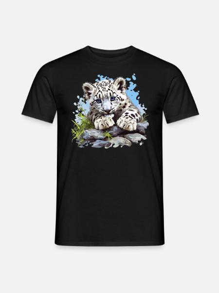 Snow Leopard Schneeleoparden Schneeleopard - Männer T-Shirt - Schwarz