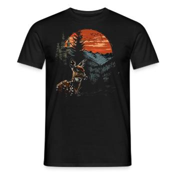 Rehkitz Hirsch Wald Reh Natur Sunset - Männer T-Shirt - Schwarz - Vorne - AI Model Male 178 light (178cm)