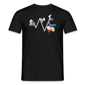BMX Bike Chain, Bike Freestyle race BMX - Men's T-Shirt - black - Front - AI Model Male 178 light (178cm)