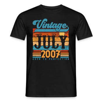 Juli 2007, Juli 2007 Geburtstagsgeschenk. - Männer T-Shirt - Schwarz - Vorne - AI Model Male 178 light (178cm)