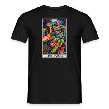 Cartes de tarot Carte de tarot Le fou Le fou - T-shirt homme - noir - Devant - AI Model Male 178 light (178cm)