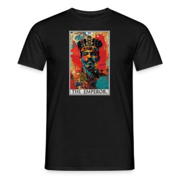 Carte de tarot L’Empereur Le Souverain - T-shirt homme - noir - Devant - AI Model Male 178 light (178cm)