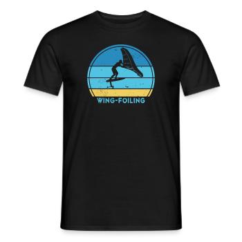 Wingfoil Surfer Hydrofoil Kitefoil Wingsurf - T-shirt homme - noir - Devant - AI Model Male 178 light (178cm)