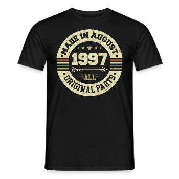 Août 1997 Cadeau d’anniversaire Août 1997 Août - T-shirt homme - noir - Devant - AI Model Male 178 light (178cm)