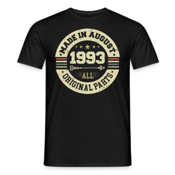 Août 1993 Cadeau d’anniversaire Août 1993 Août - T-shirt homme - noir - Devant - AI Model Male 178 light (178cm)