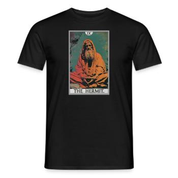 Cartes de tarot Carte de tarot L’Ermite L’Ermite - T-shirt homme - noir - Devant - AI Model Male 178 light (178cm)