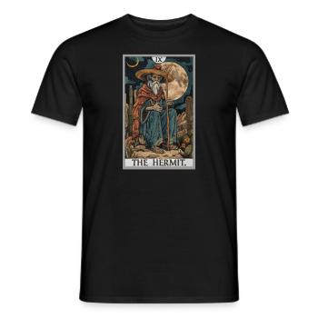 Cartes de tarot Carte de tarot L’Ermite L’Ermite - T-shirt homme - noir - Devant - AI Model Male 178 light (178cm)
