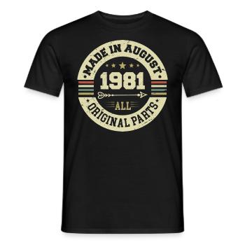 August 1981 Geburtstagsgeschenk August 1981 August - Männer T-Shirt - Schwarz - Vorne - AI Model Male 178 light (178cm)