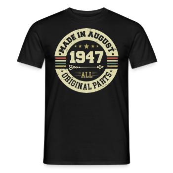 Août 1947 Cadeau d’anniversaire Août 1947 Août - T-shirt homme - noir - Devant - AI Model Male 178 light (178cm)