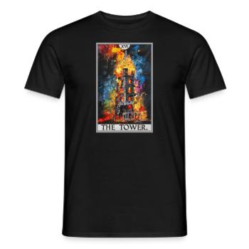 Tarotkarten Tarotkarte The Tower Der Turm - Männer T-Shirt - Schwarz - Vorne - AI Model Male 178 light (178cm)