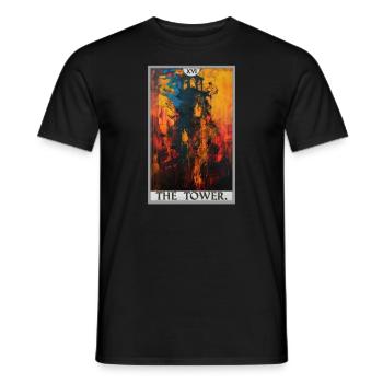 Tarotkarten Tarotkarte The Tower Der Turm - Männer T-Shirt - Schwarz - Vorne - AI Model Male 178 light (178cm)
