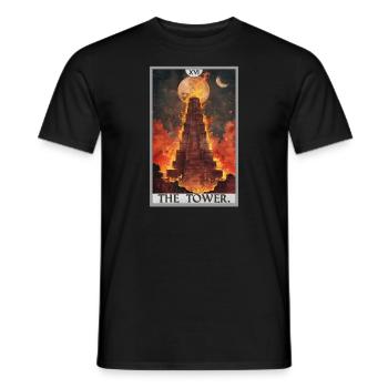 Cartes de tarot Carte de tarot La Tour La Tour - T-shirt homme - noir - Devant - AI Model Male 178 light (178cm)
