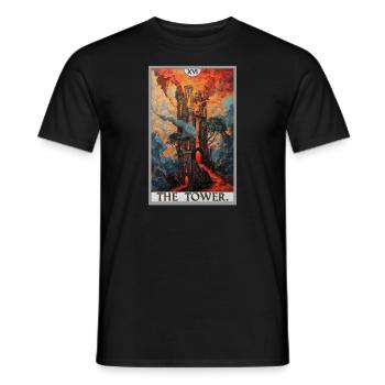 Tarotkarten Tarotkarte The Tower Der Turm - Männer T-Shirt - Schwarz - Vorne - AI Model Male 178 light (178cm)