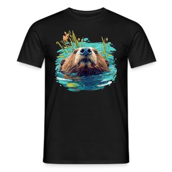 Beaver Biber - T-shirt homme - noir - Devant - AI Model Male 178 light (178cm)