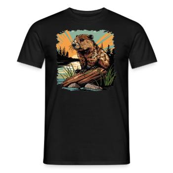 Beaver Biber - T-shirt homme - noir - Devant - AI Model Male 178 light (178cm)
