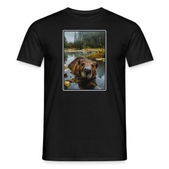 Beaver Biber - T-shirt homme - noir - Devant - AI Model Male 178 light (178cm)