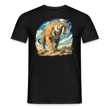 Saber-Toothed Tiger Sabertooth Tiger - Men's T-Shirt - black - Front - AI Model Male 178 light (178cm)