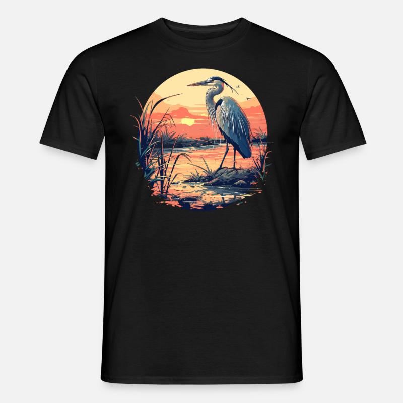 Heron Reiher - Männer T-Shirt - Schwarz