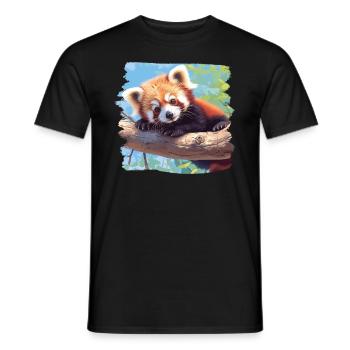 Red Panda Little Pandas Little Red Panda - Men's T-Shirt - black - Front - AI Model Male 178 light (178cm)