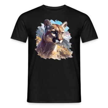 Cougar Mountain Lion Mountain Lion - Men's T-Shirt - black - Front - AI Model Male 178 light (178cm)