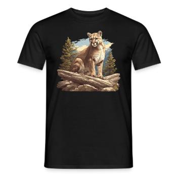 Cougar Mountain Lion Mountain Lion - Men's T-Shirt - black - Front - AI Model Male 178 light (178cm)