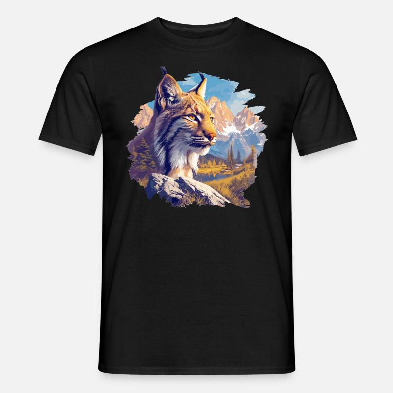 Lynx Luchse Luchs - Männer T-Shirt - Schwarz