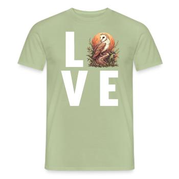 Barn Owl Schleiereulen Schleiereule - Männer T-Shirt - Sage - Vorne - AI Model Male 178 light (178cm)