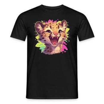 Leoparden Leopard - Men's T-Shirt - black - Front - AI Model Male 178 light (178cm)