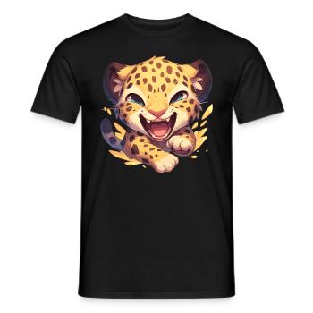 Leoparden Leopard - Men's T-Shirt - black - Front - AI Model Male 178 light (178cm)