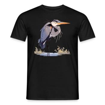 Heron Reiher - Men's T-Shirt - black - Front - AI Model Male 178 light (178cm)