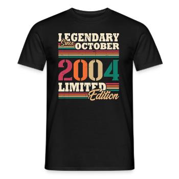 Vintage 2004 Octobre Cadeau Anniversaire Rétro - T-shirt homme - noir - Devant - AI Model Male 178 light (178cm)
