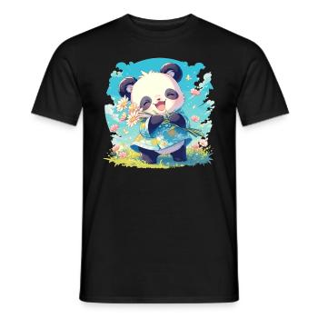 Pandas Panda - Männer T-Shirt - Schwarz - Vorne - AI Model Male 178 light (178cm)