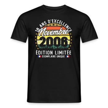 November 2006 Vintage 18 Year Anniversary Gift - Men's T-Shirt - black - Front - AI Model Male 178 light (178cm)