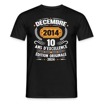 Vintage December 2014 10 Year Anniversary Gift - Men's T-Shirt - black - Front - AI Model Male 178 light (178cm)