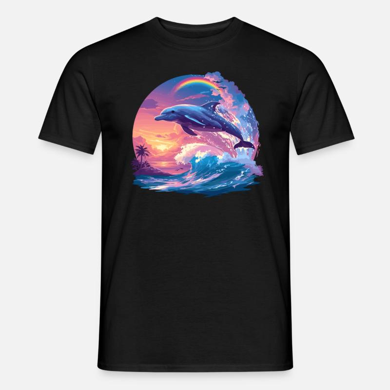 Dolphin Delfine Delfin - Männer T-Shirt - Schwarz