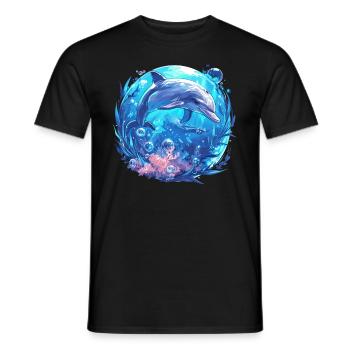 Dolphin Dolphins Dolphin - Men's T-Shirt - black - Front - AI Model Male 178 light (178cm)