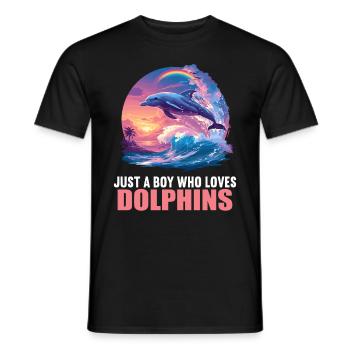 Dolphin Dolphins Dolphin - Men's T-Shirt - black - Front - AI Model Male 178 light (178cm)