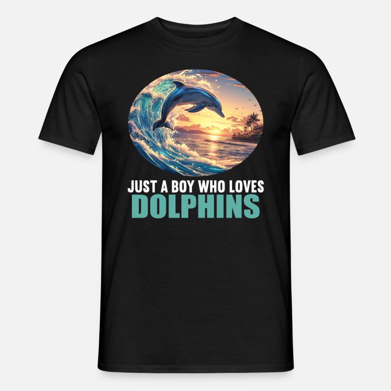 Dolphin Delfine Delfin - Männer T-Shirt - Schwarz