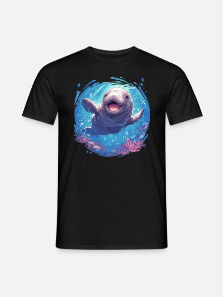 Seekuh Manatees Manatee - Mænd T-shirt - sort