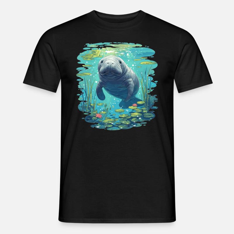 Seekuh Manatees Manatee - Männer T-Shirt - Schwarz