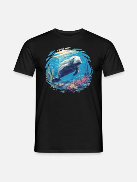 Seekuh Manatees Manatee - Mænd T-shirt - sort
