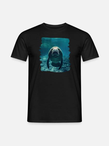 Seekuh Manatees Manatee - Mænd T-shirt - sort