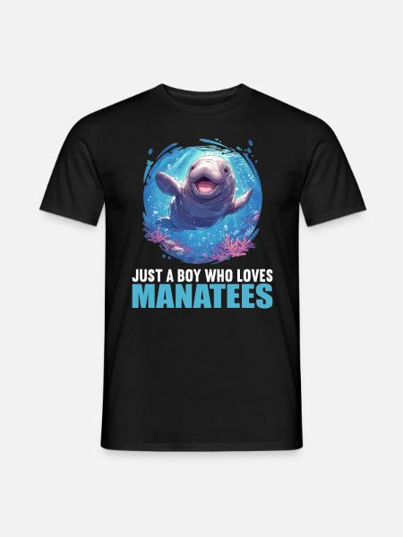 Seekuh Manatees Manatee - Männer T-Shirt - Schwarz