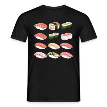 Viele Sushi Zubereitungen - Arten von Sushi - Männer T-Shirt - Schwarz - Vorne - AI Model Male 178 light (178cm)
