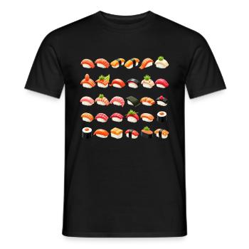 Viele Sushi Zubereitungen - Arten von Sushi - Männer T-Shirt - Schwarz - Vorne - AI Model Male 178 light (178cm)