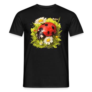 Ladybug Marienkäfer - Men's T-Shirt - black - Front - AI Model Male 178 light (178cm)